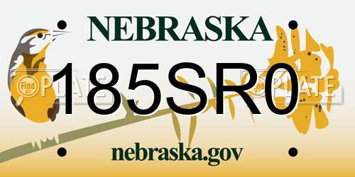 185SR0 Nebraska License Plate