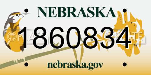 1860834 Nebraska License Plate