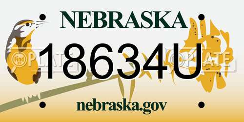 18634U Nebraska License Plate