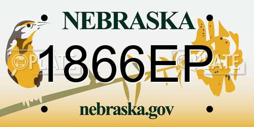 1866EP Nebraska License Plate