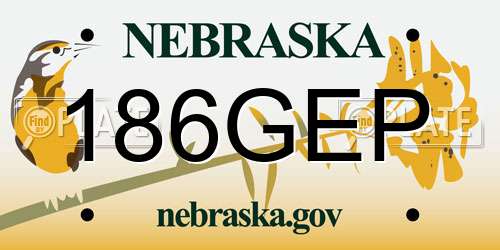 186GEP Nebraska License Plate