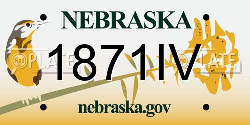 1871IV Nebraska License Plate