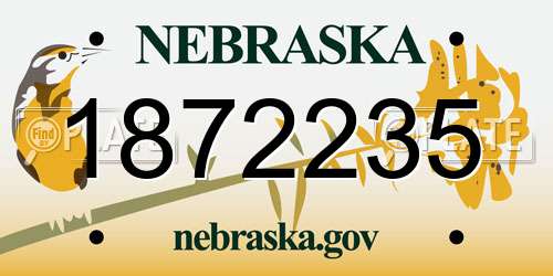 1872235 Nebraska License Plate
