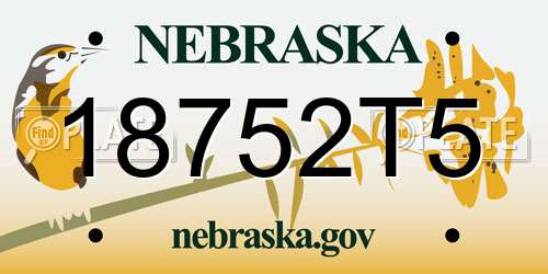 18752T5 Nebraska License Plate