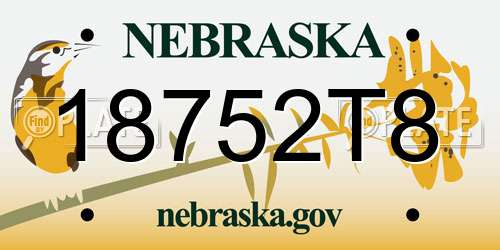 18752T8 Nebraska License Plate