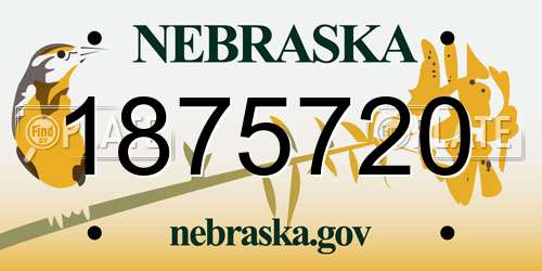 1875720 Nebraska License Plate
