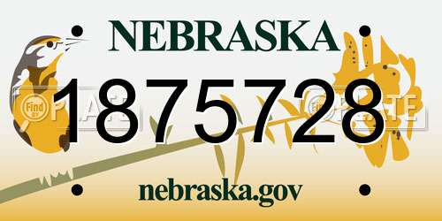 1875728 Nebraska License Plate