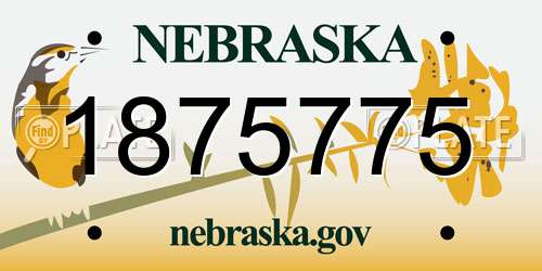 1875775 Nebraska License Plate