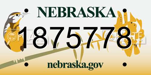 1875778 Nebraska License Plate