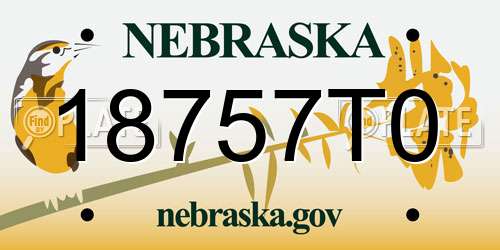 18757T0 Nebraska License Plate