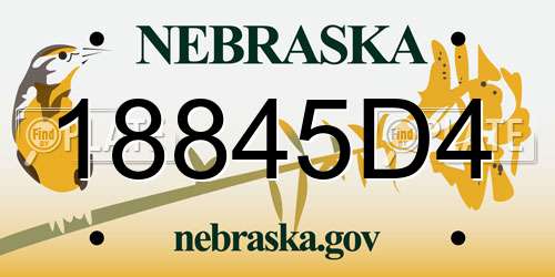 18845D4 Nebraska License Plate