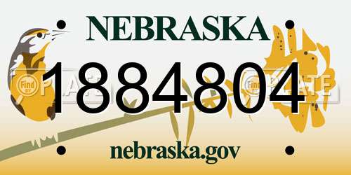 1884804 Nebraska License Plate