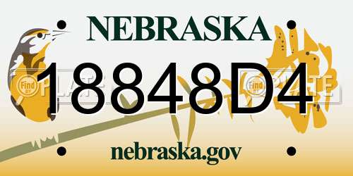 18848D4 Nebraska License Plate