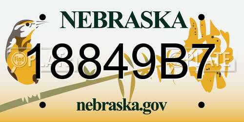 18849B7 Nebraska License Plate
