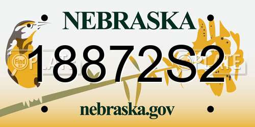 18872S2 Nebraska License Plate