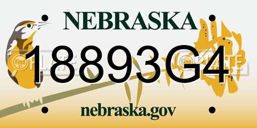 18893G4 Nebraska License Plate