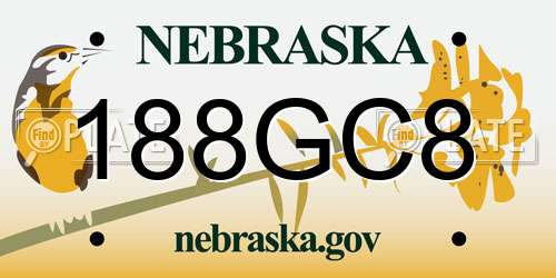 188GC8 Nebraska License Plate