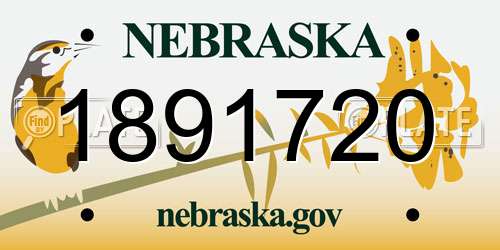 1891720 Nebraska License Plate