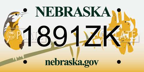 1891ZK Nebraska License Plate