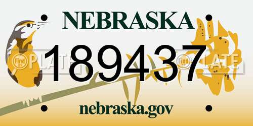 189437 Nebraska License Plate