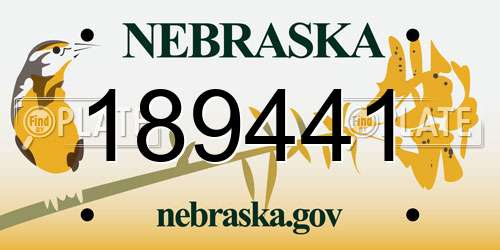 189441 Nebraska License Plate