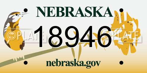 18946 Nebraska License Plate