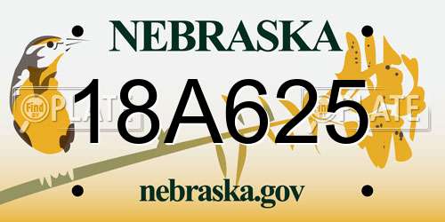 18A625 Nebraska License Plate