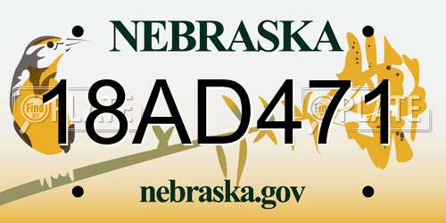 18AD471 Nebraska License Plate