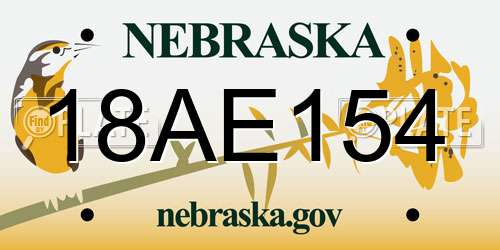 18AE154 Nebraska License Plate