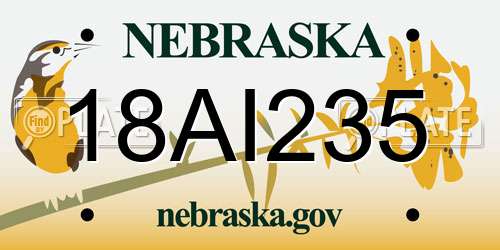 18AI235 Nebraska License Plate
