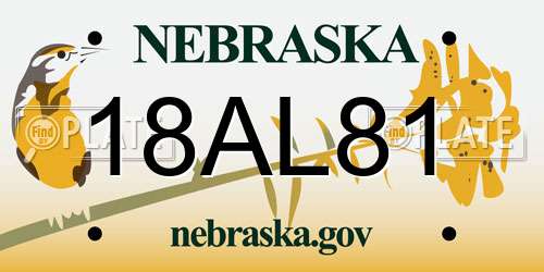 18AL81 Nebraska License Plate