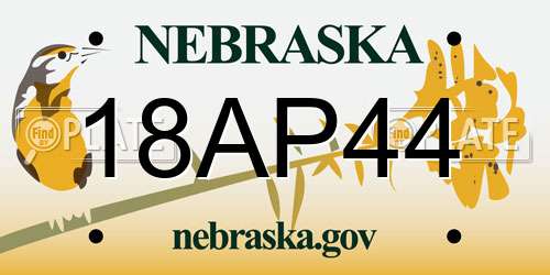 18AP44 Nebraska License Plate