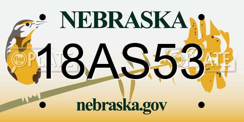 18AS53 Nebraska License Plate