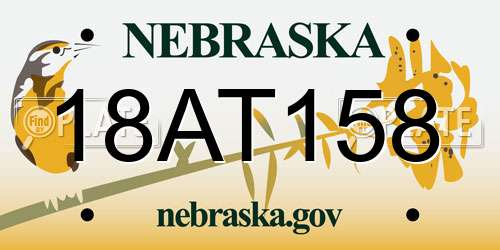 18AT158 Nebraska License Plate
