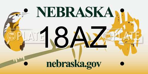 18AZ Nebraska License Plate