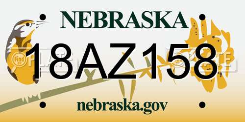 18AZ158 Nebraska License Plate