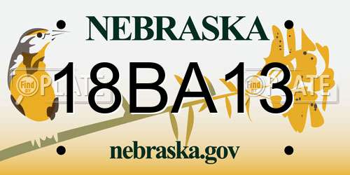 18BA13 Nebraska License Plate