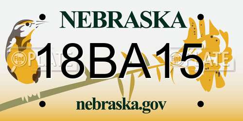 18BA15 Nebraska License Plate