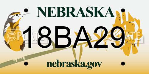 18BA29 Nebraska License Plate