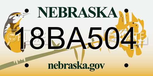 18BA504 Nebraska License Plate