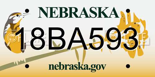 18BA593 Nebraska License Plate