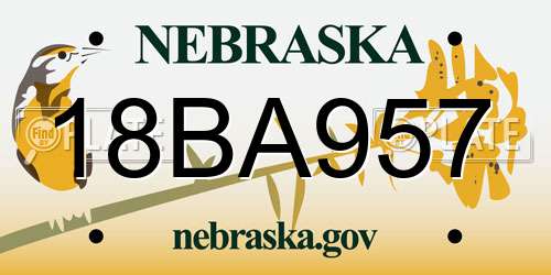 18BA957 Nebraska License Plate