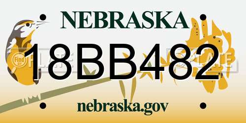 18BB482 Nebraska License Plate