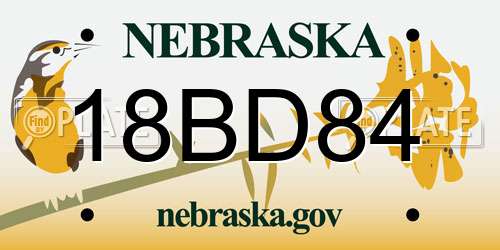 18BD84 Nebraska License Plate