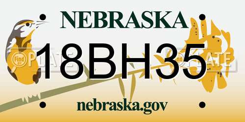 18BH35 Nebraska License Plate
