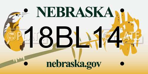 18BL14 Nebraska License Plate