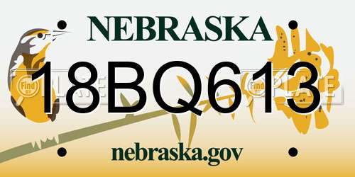 18BQ613 Nebraska License Plate