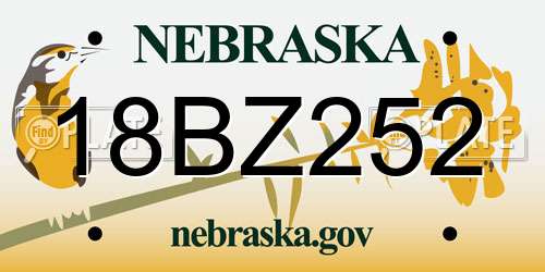 18BZ252 Nebraska License Plate