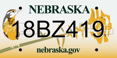18BZ419 Nebraska License Plate