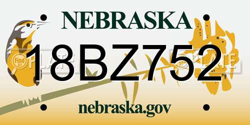 18BZ752 Nebraska License Plate